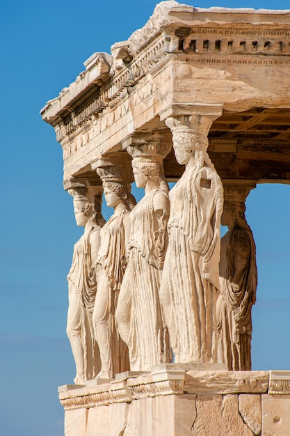 Ancient temple of the Acropolis Erechtheion in Athens antique architecture cityscape