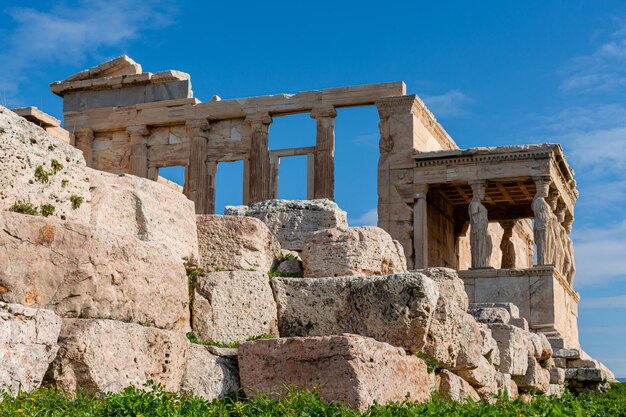 Ancient temple of the Acropolis Erechtheion in Athens antique architecture cityscape