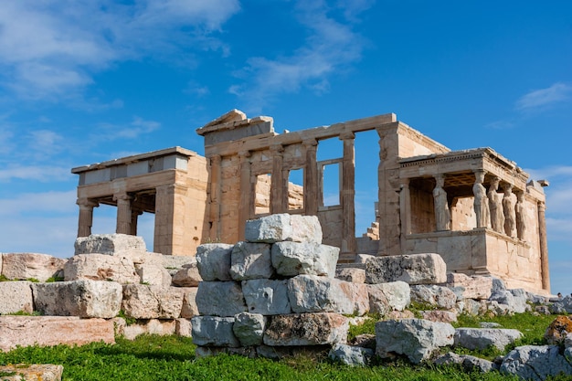 Ancient temple of the Acropolis Erechtheion in Athens antique architecture cityscape