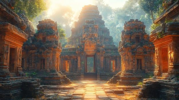 Ancient Temple Complex in the Cambodian Jungle