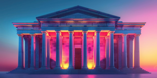 Ancient Temple Illuminated at Dusk