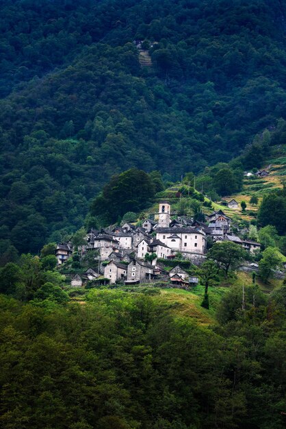 Ancient village of Corippo located near Lavertezzo in Canton Ticino Switzerland