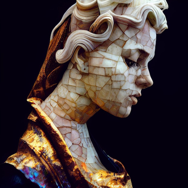 Ancient woman sculpture 3D abstract