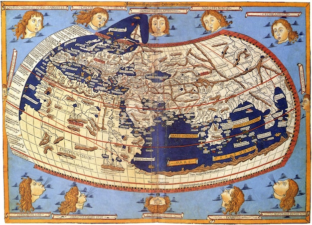 The ancient world map by Claudius Ptolemy Created around 150 AD