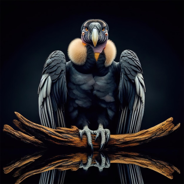 Andean condor isolated on black background