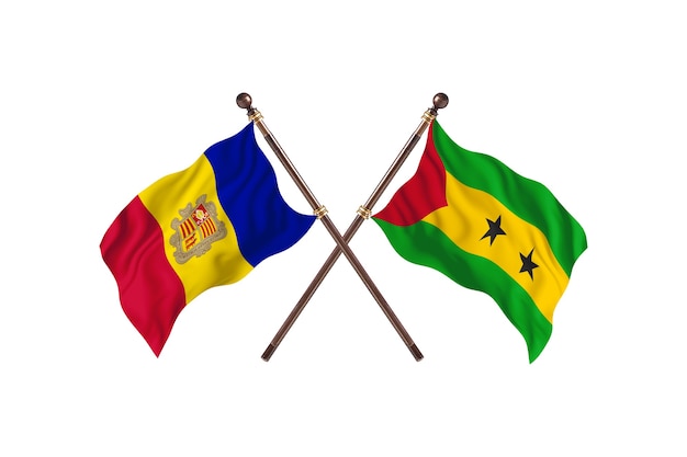 Andorra versus Sao Tome And Principe Two Countries Flags Background