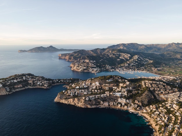 Andratx coast and Dragonera island in Mallorca aerial view