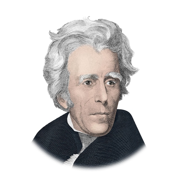 Andrew Jackson Portrait Isolated on White Background