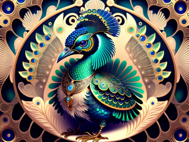 Android Mechanical Peacock Robot Wings Earnst Haeckel James Jean generative art baroque