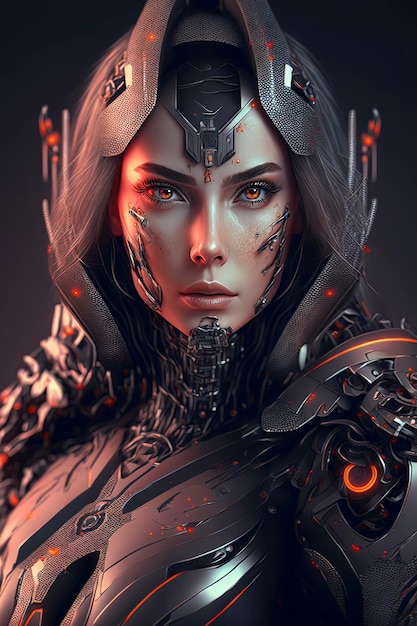 Android woman cyber robot AIGenerated