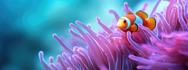 Photo anemone and clownfish under the sea