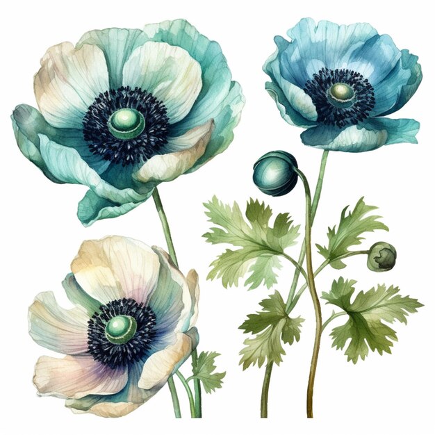 Anemone is a flower that is blue and white.