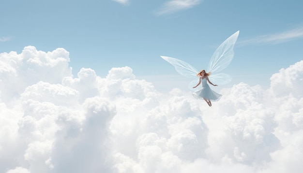 Photo angel flying in the clouds