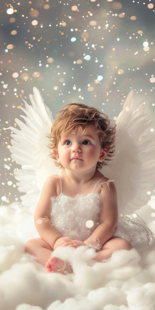 Angel magnificent illustration photos with big pair of wings and bright halo