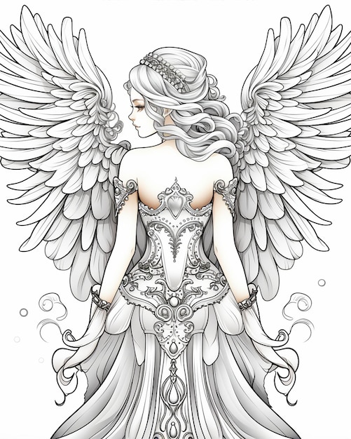 Angel Wing Coloring Page Beautiful Style