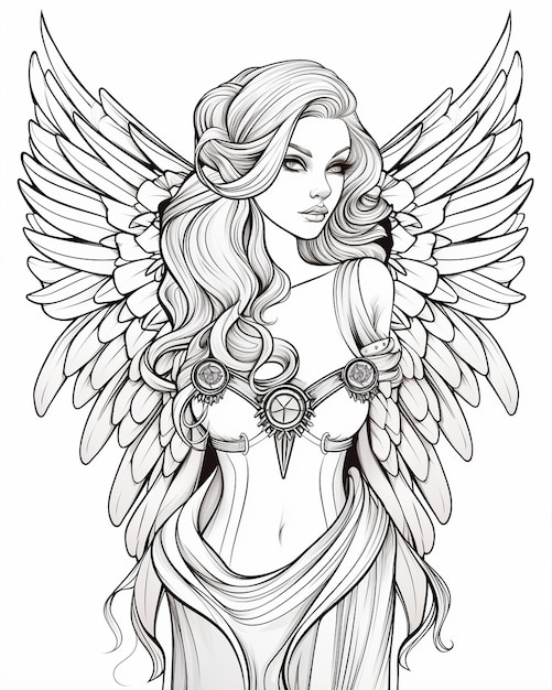 Angel Wing Coloring Page Beautiful Style