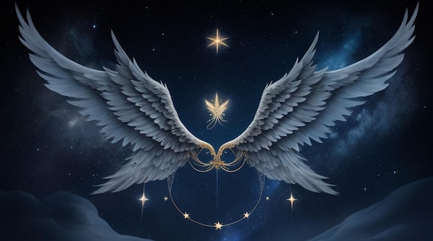 Angel Wings Aglow in the Night Sky