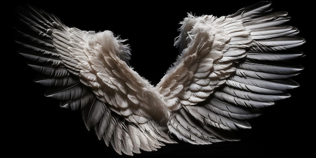 Angel wings on isolated black background