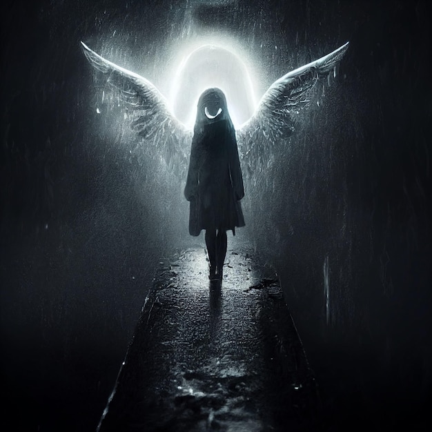 Angel woman in the darkness