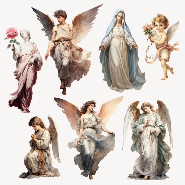 Photo angelic figures in serene poses