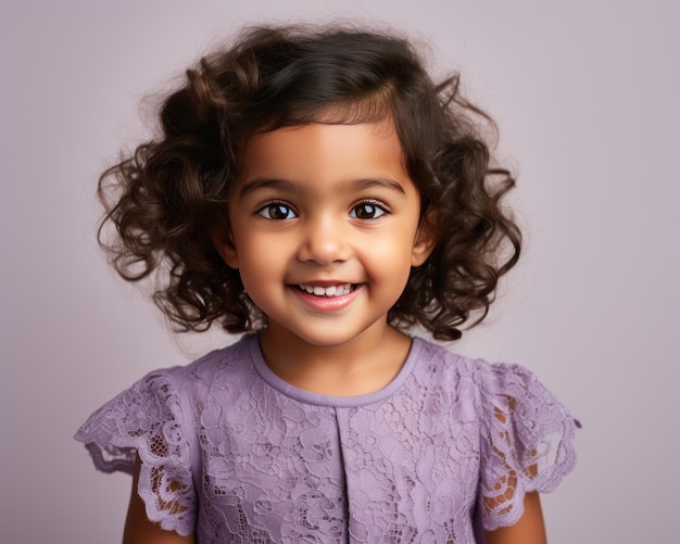 Angelic Indian Baby Girl in Lavender Lehenga Dress with Silver Embellishments