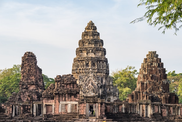 Angkor style temples and ancient khmer ruins at Phimai, Thailand. 