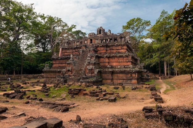 Angkor Wat is a huge Hindu temple complex in Cambodia.