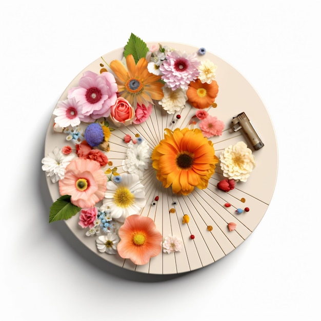 Angle pie chart with Bullets and flowers