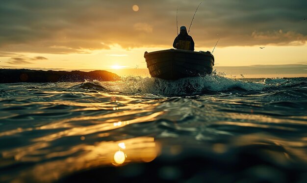 an angler who is carrying out fishing activities on the edge of a lake or river ai generated