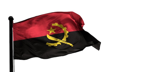 angola Country 3D wind waving flag and whithe background