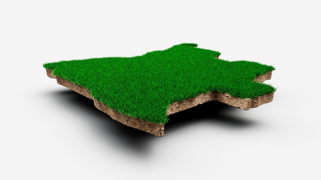 Angola Map Soil Land Geology Cross Section With Green Grass And Rock Ground Texture 3d illustration