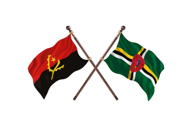 Angola versus Dominica Two Countries Flags Background