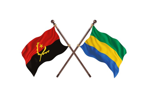 Angola versus Gabon Two Countries Flags Background