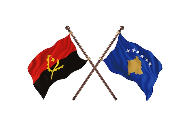 Angola versus Kosovo Two Countries Flags Background