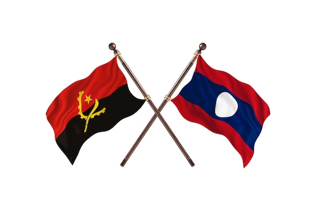 Angola versus Laos Two Countries Flags Background