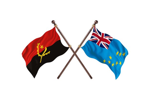 Angola versus Tuvalu Two Countries Flags Background