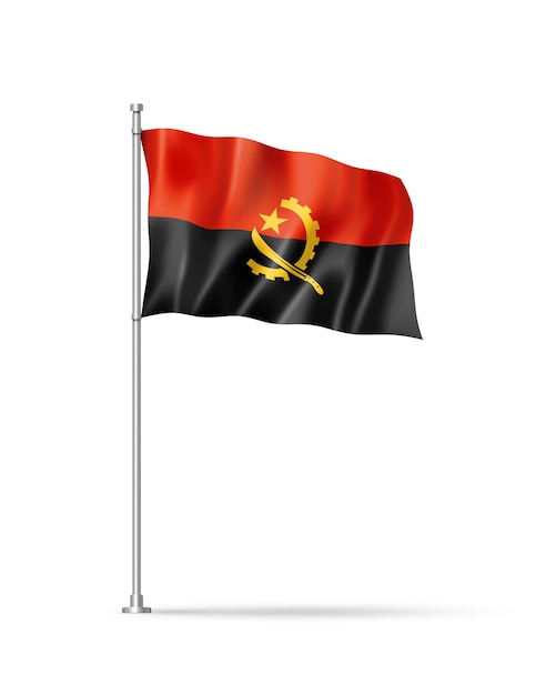 Angolan flag isolated on white