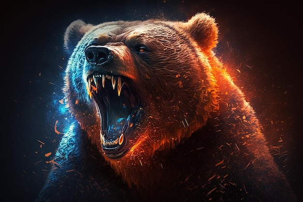 Angry bear mouth design illustration image Ai generated art