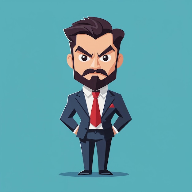 Angry Businessman Cartoon Character Vector Illustration In A Flat Design