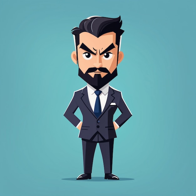 Angry Businessman Cartoon Character Vector Illustration In A Flat Style