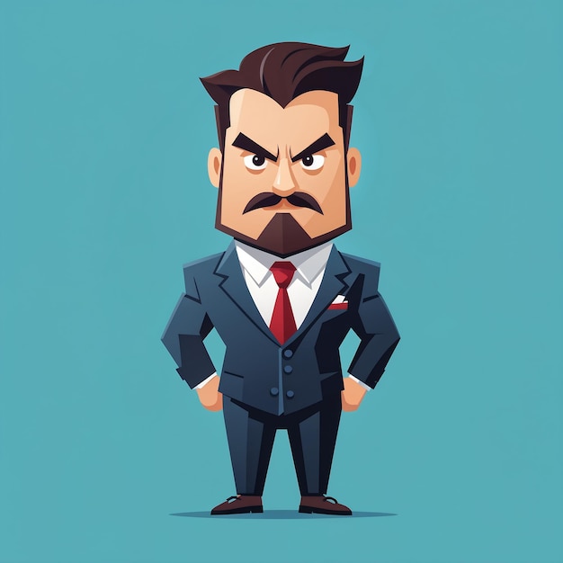 Angry Businessman Cartoon Character Vector Illustration In A Flat Style