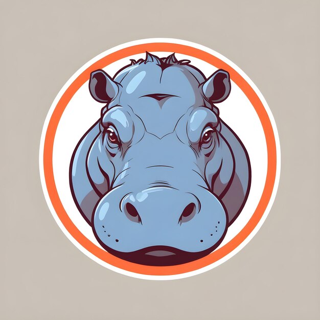 Photo angry cartoon hippopotamus logo