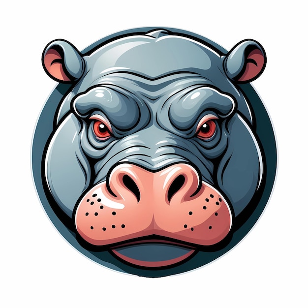 Angry cartoon hippopotamus logo