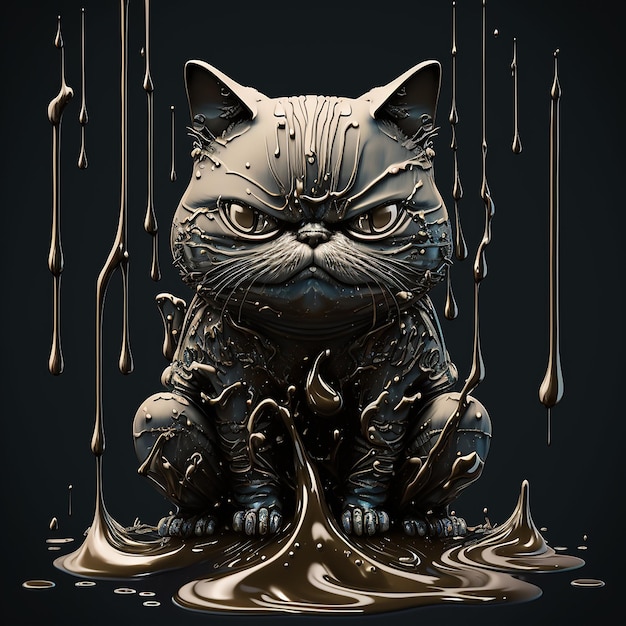 Angry cat with Dripping