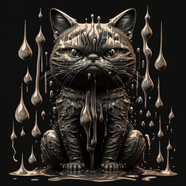 Angry cat with Dripping