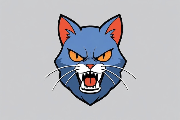 Photo angry cat with mascot logo angry logo