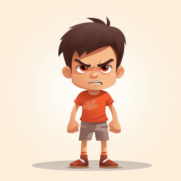 Angry Child in Flat Minimalistic Animation AI Generated