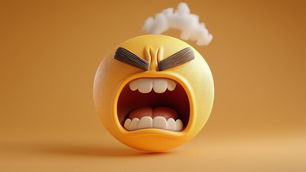 Photo angry emoji face with cartoon expression