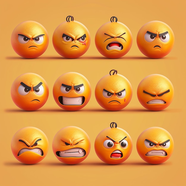 Photo angry emoji vector set emoji angry face with different facial expression like mad irritated pisse