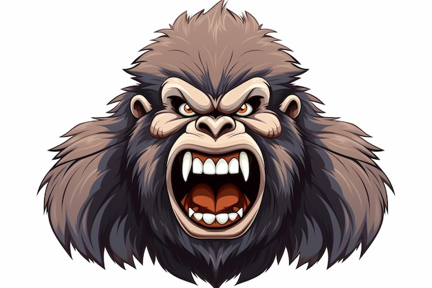 angry gorilla cartoon on white background